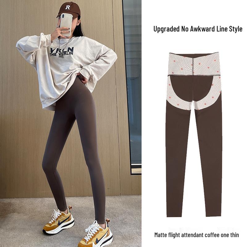 

New Spring Women s Tummy Control Yoga Leggings, Nude Feel, Hip Lifting, Fleece-Lined, Nine-Point Length L (115-130 lbs)