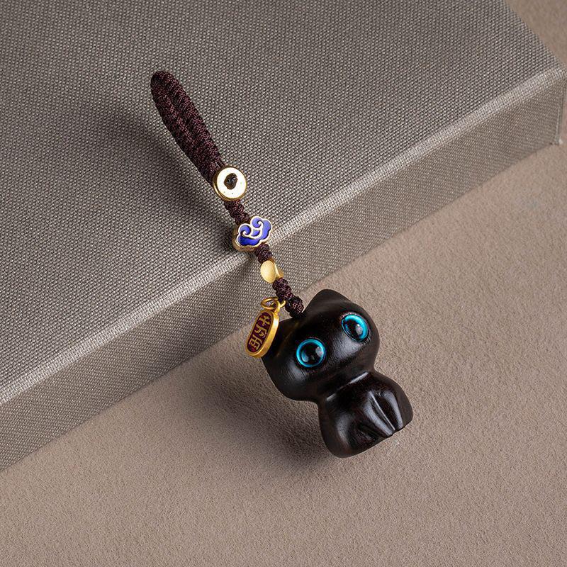 Ebony Cat Keychain: Cute Phone Lanyard & Bag Charm
