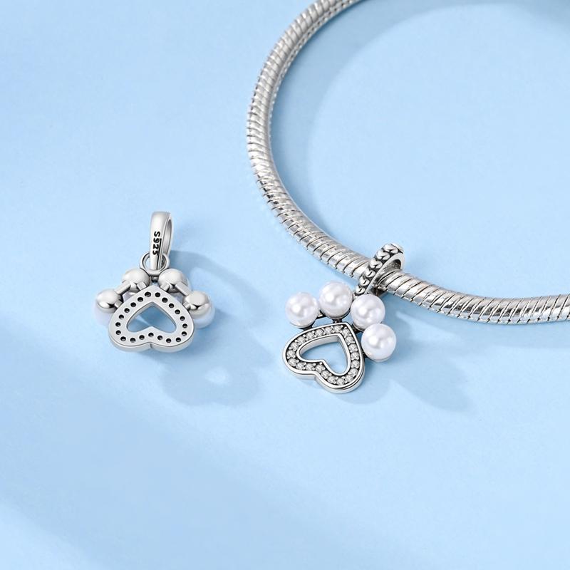 Charms Original Copper Pearl Claw Print Pendant Animal Beads Fit Bracelet Women Jewelry Diy Fine Gift Accessory