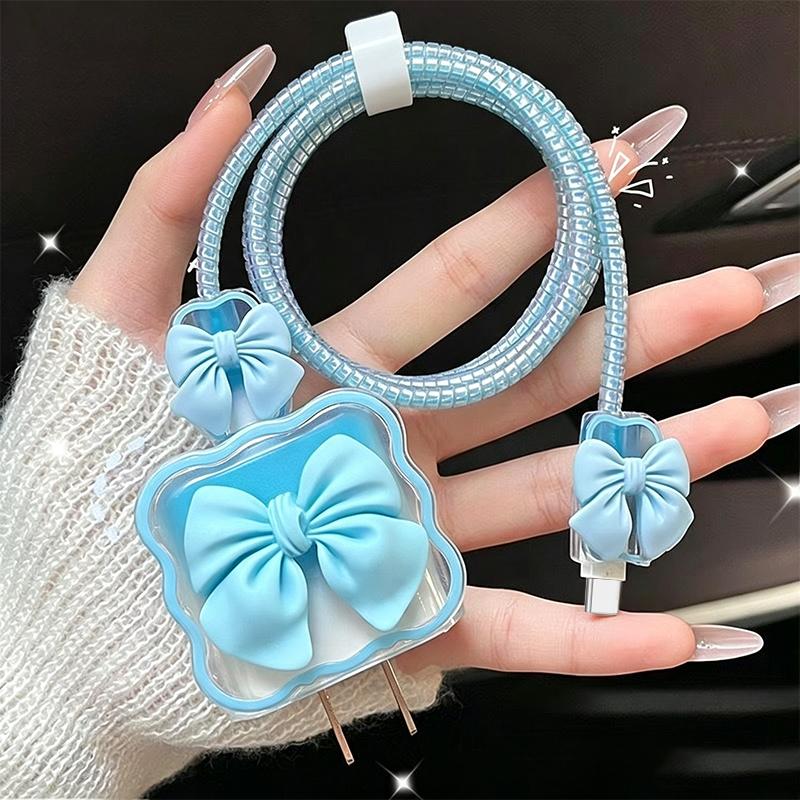 Cute 3D Heart Wavy Edge Charger Protector Set Wear Resistant Anti-Bend Cable Protector for Phone Charger Cords Office Use