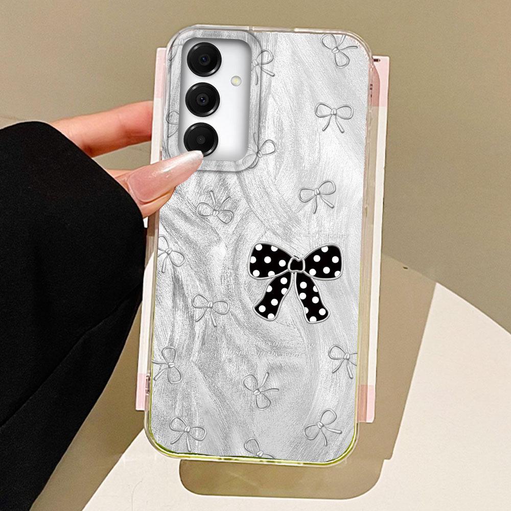 Green Love Heart Bow Feather Texture Phone Case for Samsung Galaxy A55 A56 A36 A26 A16 A53 A06 A14 A24 A34 A54 A15 A25 A35 Cover