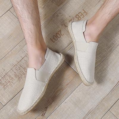 Zomer Herfst Heren Espadrilles Canvas Schoenen Ademende Heren Casual Schoenen Instappers Hennep Schoenen Heren Platte Schoenen Mannen Schoenen