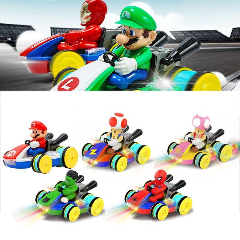 Super Mario Spiderman Hulk Iron Man Ferngesteuertes Auto Bunte Lichter und Musik Erlebnis für Kinder