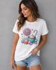 New Unisex's Casual Short Sleeved T-shirt Cute Anime Style Cake and Lollipop Pattern Fashionable Printed Shirt Cotton Top