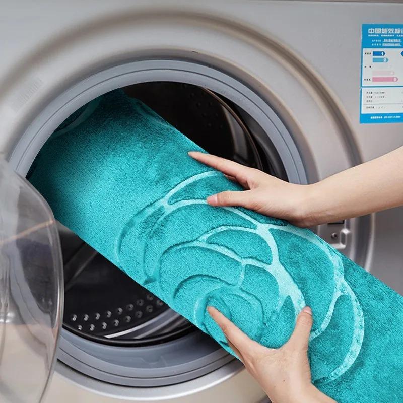 Flower Engraving Bathroom Mat Bath Non-slip Carpets In Wash Basin Bathtub Side Floor Rug Shower Room Doormat Memory Foam 3D Pad