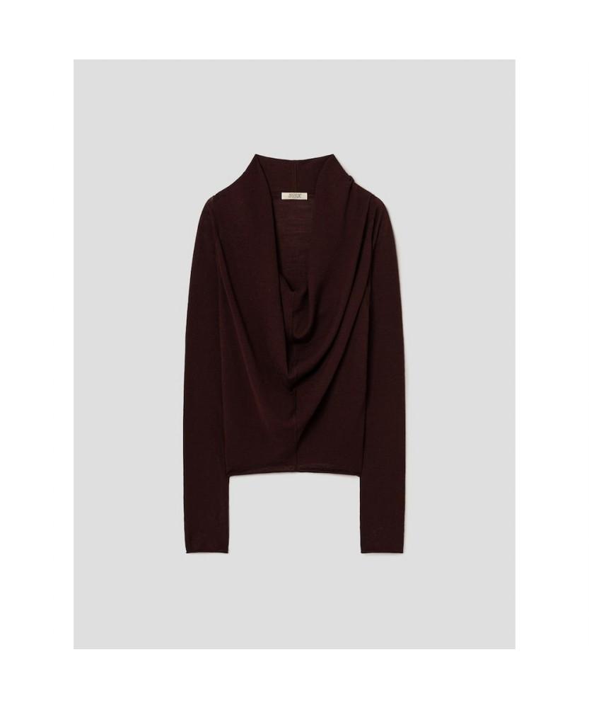 ANGGAE Cowl Neck Pullover Brown