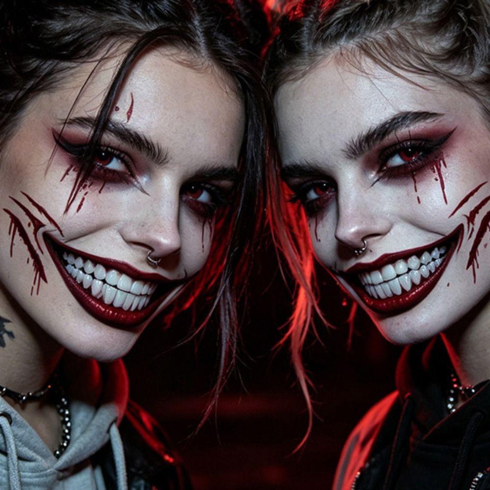 DIY Big Mouth Tattoo Sticker Fake Temporary Scar Stickers Realistic Mouth Stickers Women Men