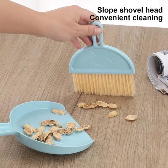 1 Set Mini Broom Dustpan Set Durable Compact Desktop Cleaning Brush Hanging Hole Design Brush Home Accessory