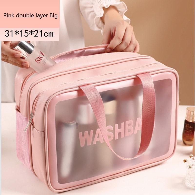 PU Women Travel Storage Bag Cosmetic Bag Makeup Bag Travel Organizer Bags Waterproof Washbag Transparent Cosmetic Cases
