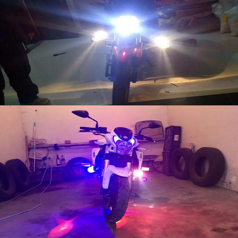 Motorcycle LED 12v 125w Headlights Car Spotlights 6000k Motorbike Work Head Lamp LED Angel Eye Lights Fog Lamp