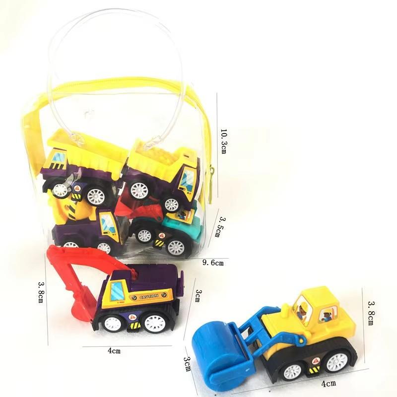 6Pcs/Set Originality Children Mini Pull Back Car Inertia Toy Construction Vehicle Fire Truck Model Set Boys Birthday Gift
