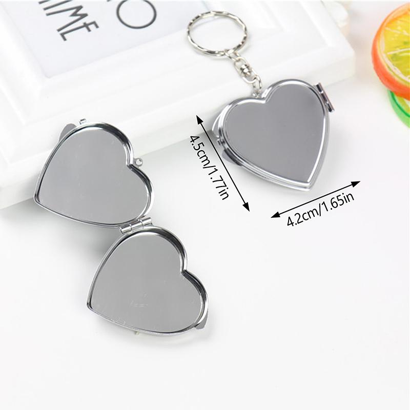 

Портативное и милое металлическое зеркальце для красоты с двусторонним зеркалом, брелок для женщин, студентов, круглое, квадратное, эллипсовидное, в форме сердца, складное зеркало