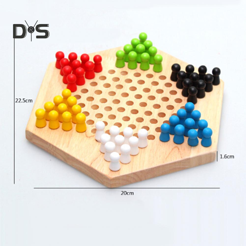 Wood Chinese Checkers Jumping Chess Board Game Children Kids Developmental Toy