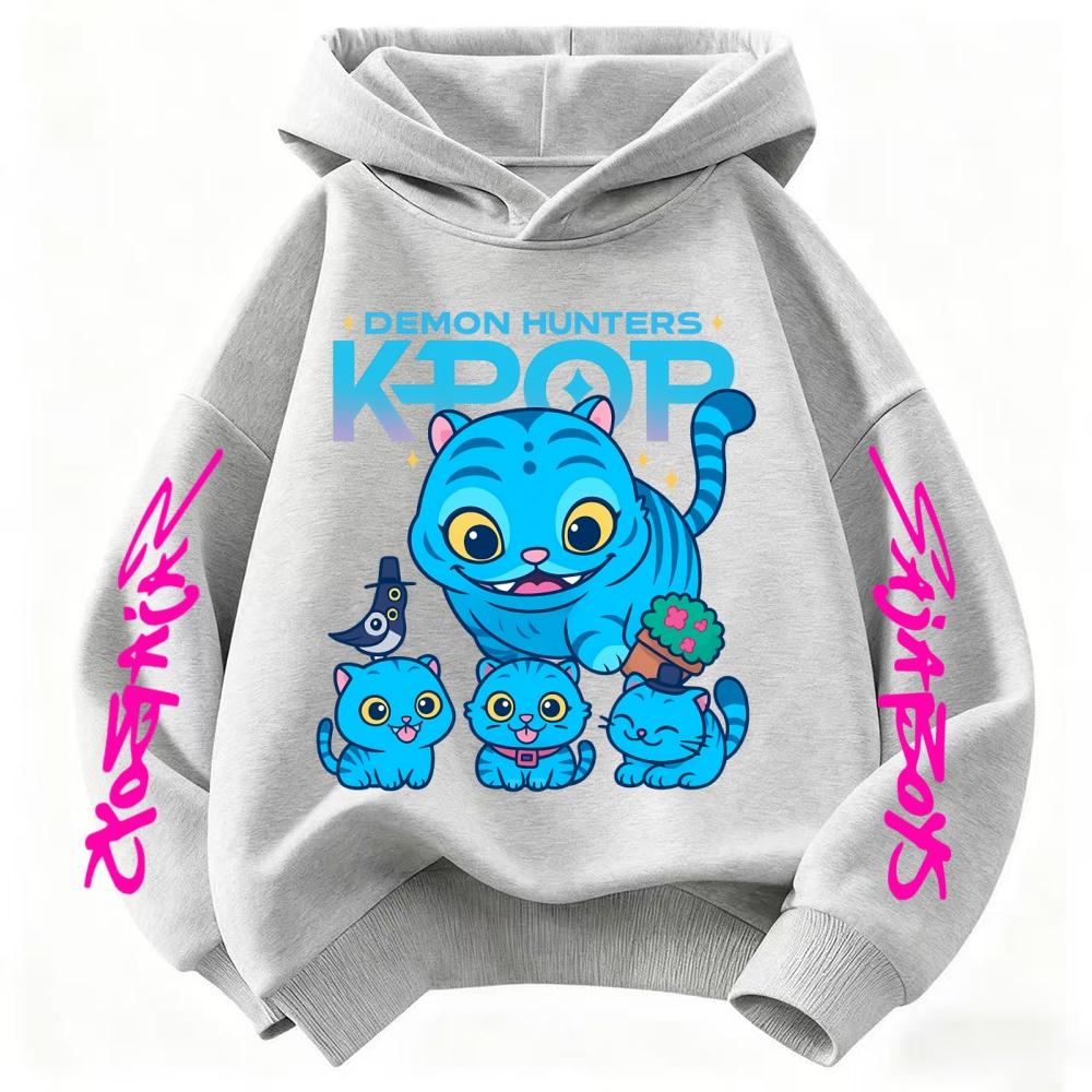 Cute Children's Clothes KPop Devil Hunter Fashion Print Casual Movie Girls Boys Winter Casual Woolen Hoodies