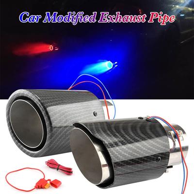 Auto Accessories 63-65mm Carbon Fiber Color Car Exhaust Muffler Pipe Tip with LED Light  Muffler Exhaust  Car