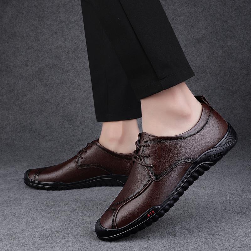 Italian Brand Men's Genuine Leather Shoes Massage Soles Commuting Daily Driving Shoes Anti Slip Men's Business Casual Shoes
