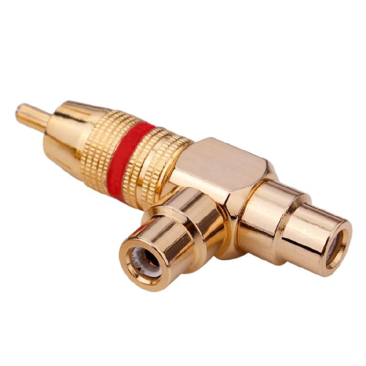 Vergoldeter Splitter 1 Stecker 2 Cinch-Buchsen Gewindestecker für Heimkino-Verstärker Lautsprecher