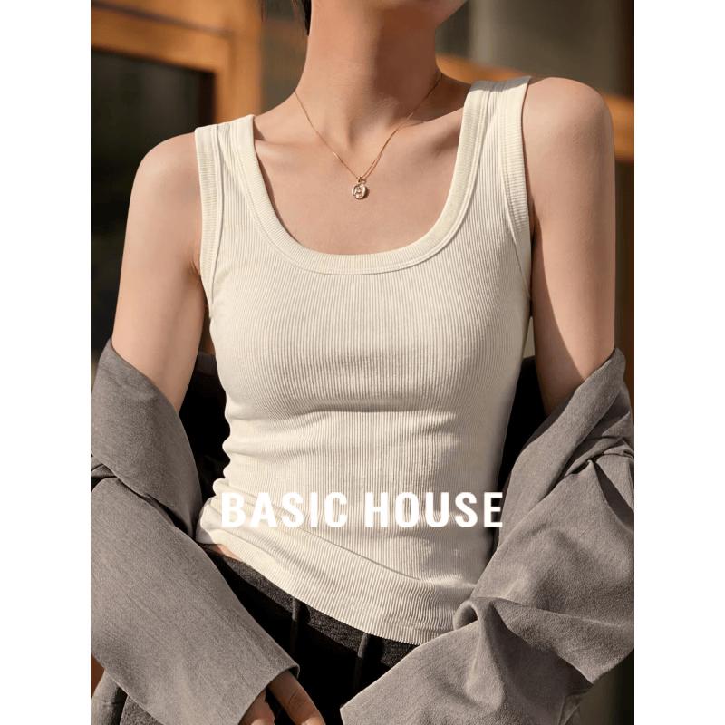 Basic House Women s Square Neck Knit Cami Top M