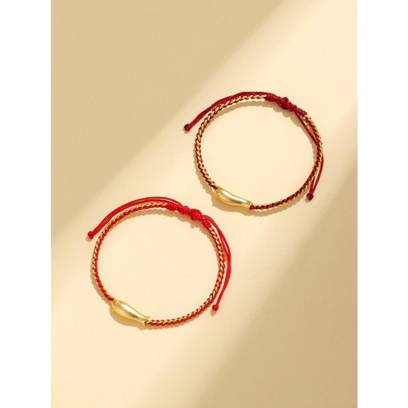Hand Woven 999 Silver Little Goldfish Ethnic Style Unisex Rope Bracelet
