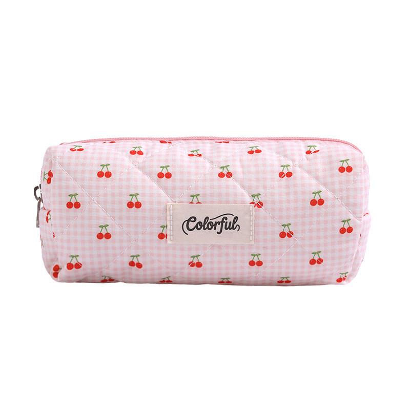 Girl Heart Cartoon Cherry Fabric Makeup Bag With Storage For Teens And Students