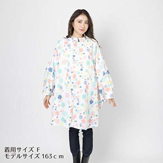 Super Water Repellent Flower Pattern Rain Super Water Free Size [Aquas Hack] Poncho, Repellent, Women's, White, Japan,