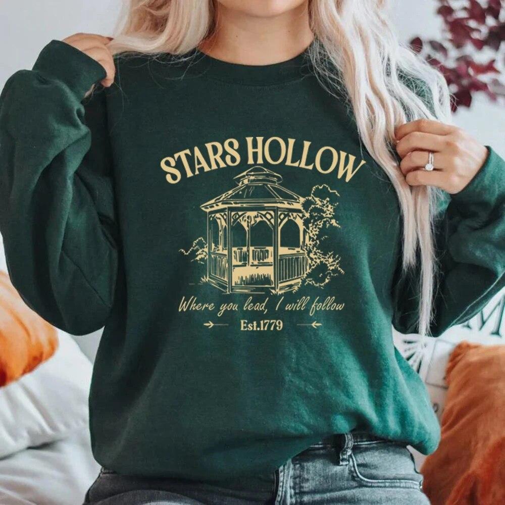 

Світшот Stars Hollow Світшот Lukes Diner Жіночі графічні толстовки Вінтажний светр Gilmore Girl Жіночий вуличний пуловер Топи XL темно-зелений колір
