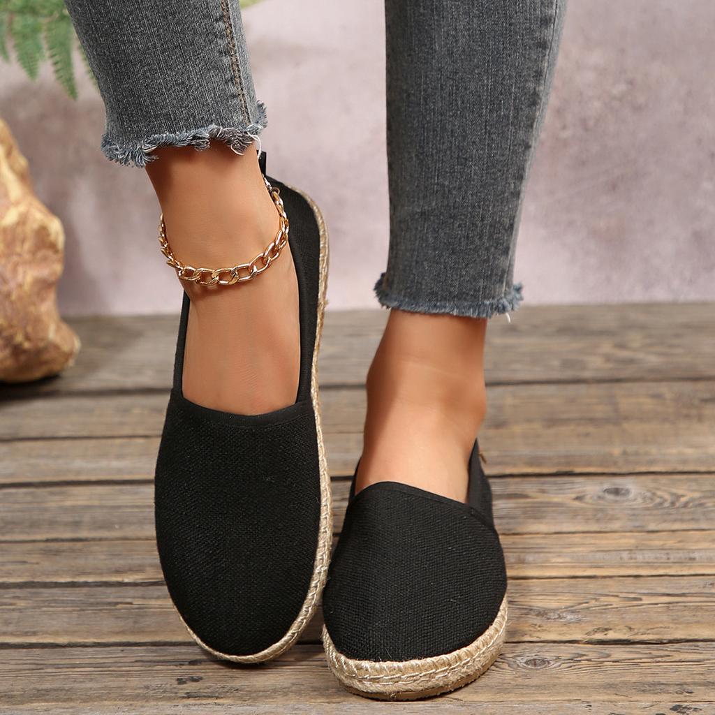 Spring And Autumn Large Size Flat Women's Shoes Simple, Comfortable And Casual Hemp Rope Soled Fishermen's Shoes