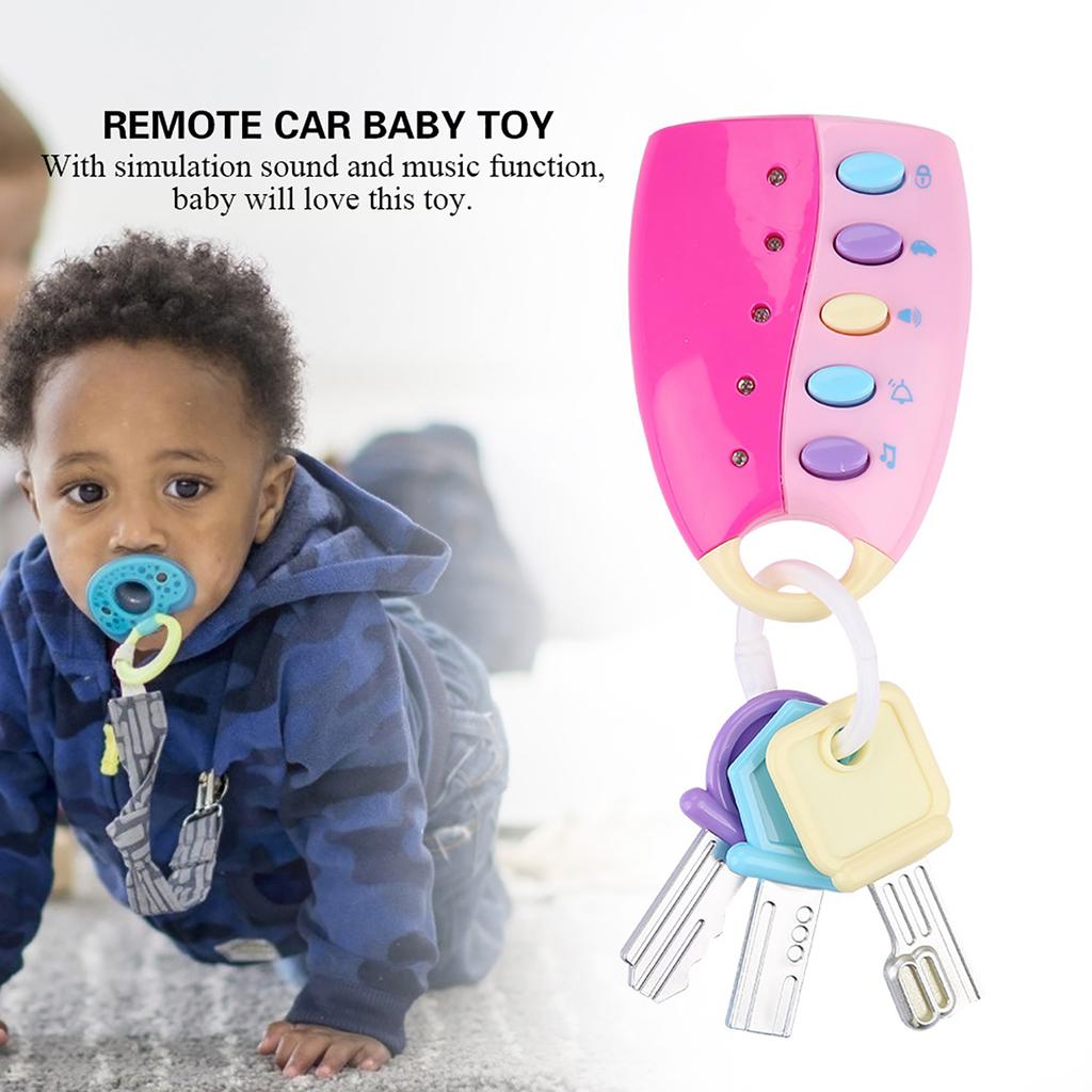 Baby Toy Smart Key Remote Car Control Musical   for Kids Education Toys(Pink)