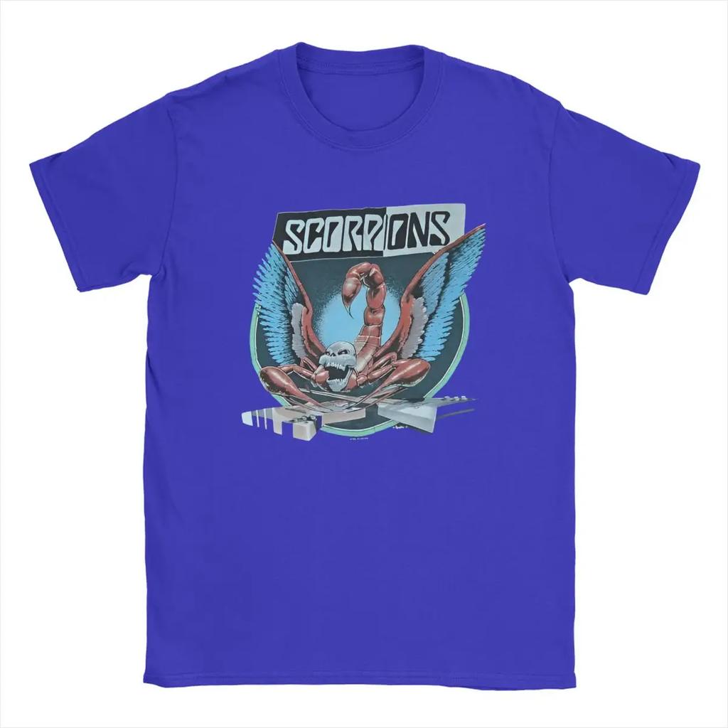 Men Scorpions Rock Band T Shirt Music Concert Tour Pure Cotton Merchandise Fashion Short Sleeve Crewneck Tee Unique TShirt