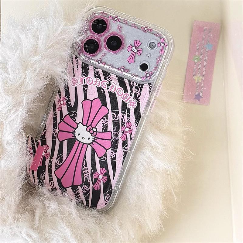 Spicy Zebra Print Pink Cross Phone Case for iPhone 17/16 Pro Max/15/14