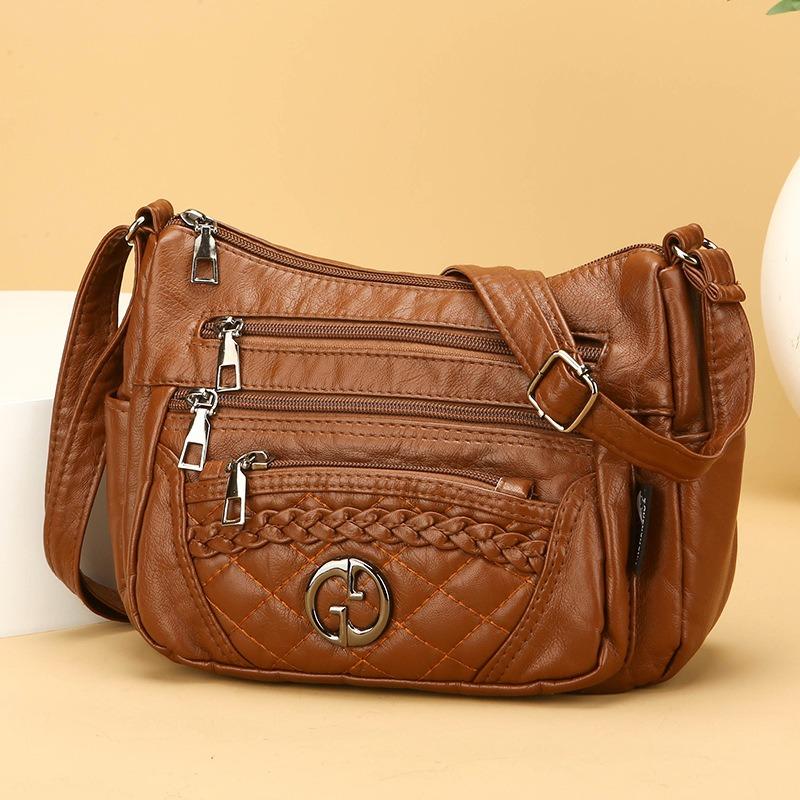 Soft Leather Multi Compartment Single Shoulder Crossbody Bag