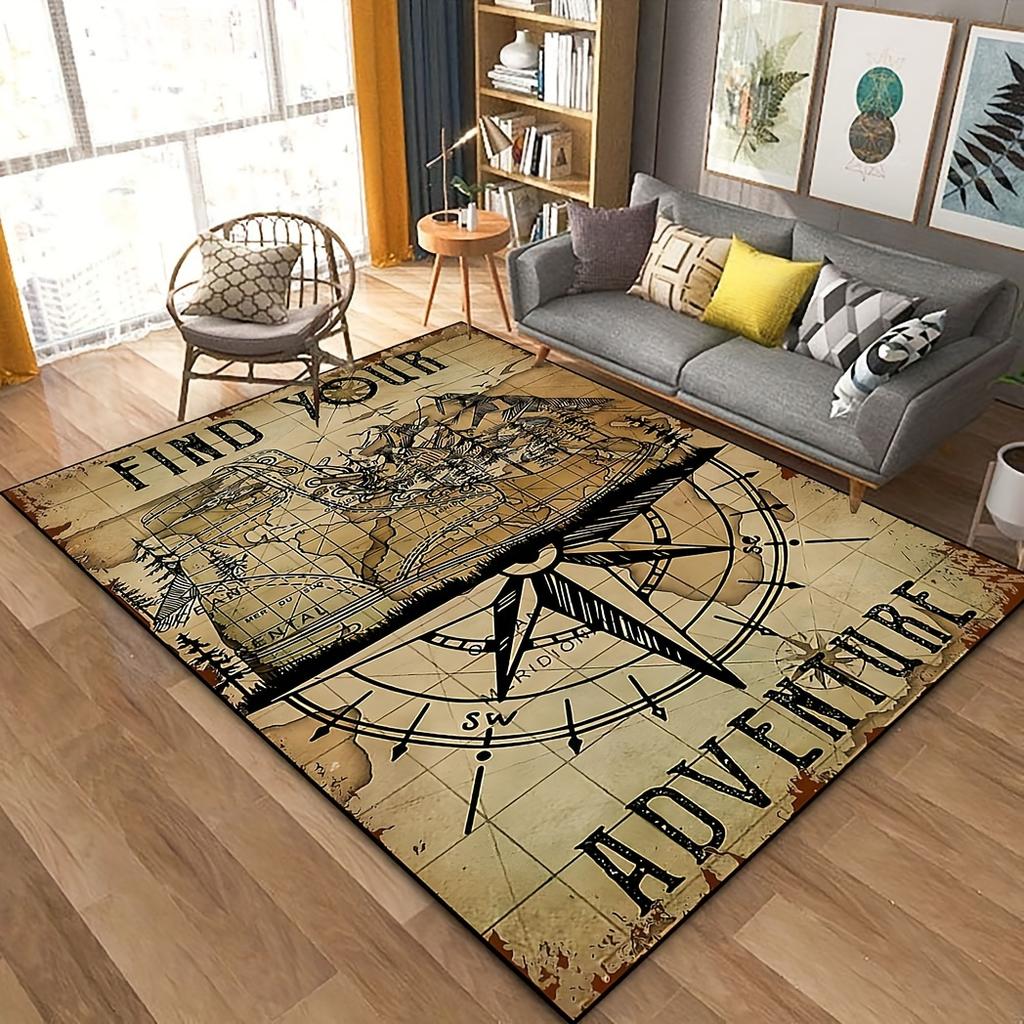 Alfombra de Área con Patrón de Anillo del Mapa de la Tierra Media, Alfombra Grande para Sala de Estar, Dormitorio, Sofá, Felpudo Decorativo, Alfombra de Piso Antideslizante para Niños