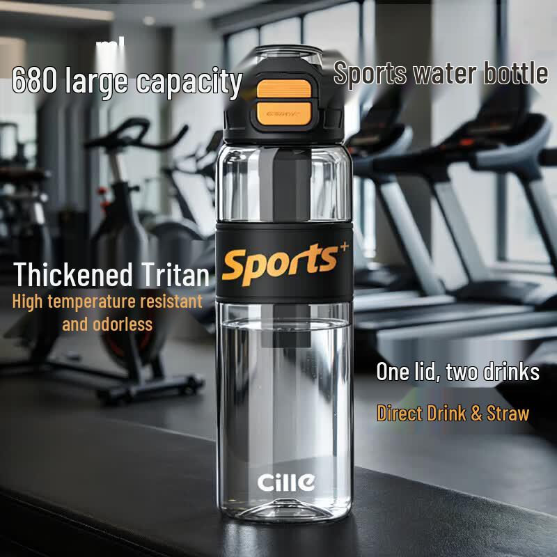 Cille Tritan Dual-Drink Sports Water Bottle with Straw