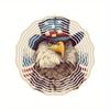 3D Eagle and Flag Wind Spinner Patriotic Garden Sculpture 12 Inch Durable Stainless Steel Outdoor Decor
