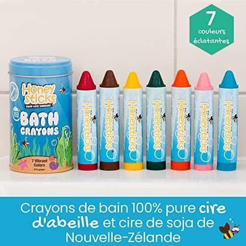 Koupelnové voskovky - Honeysticks - 7 zářivých barev - Včelí vosk - Netoxické - Pro děti