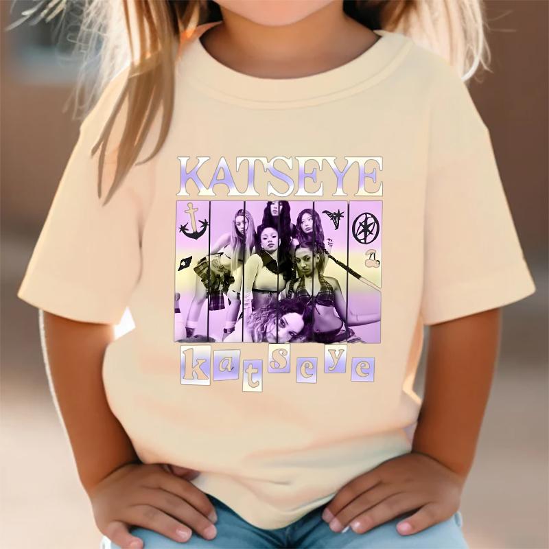 Girl Group KATSEYE Print T-Shirt Boys Girls Casual Tee Shirts Summer O-Neck Tops 2026 Summer Short Short Fashion Kids Clothes