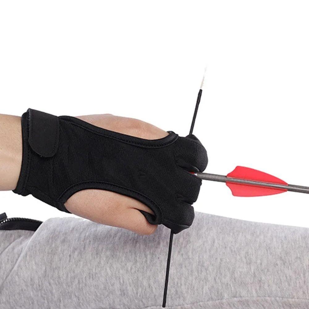 Non-Slip Recurve Bow Gloves Leather Fingertip Shooting Hand Guard  Teenagers Use
