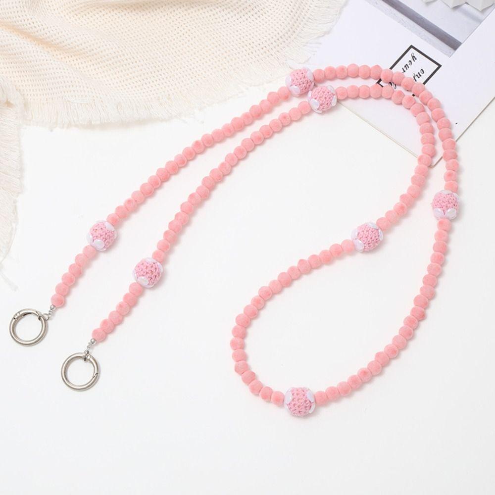 

Плюшевые бусины через плечо, подвесная веревка, шарик для волос, ремешок из бисера для мобильного телефона, чехол для телефона, аксессуары pink-Bud