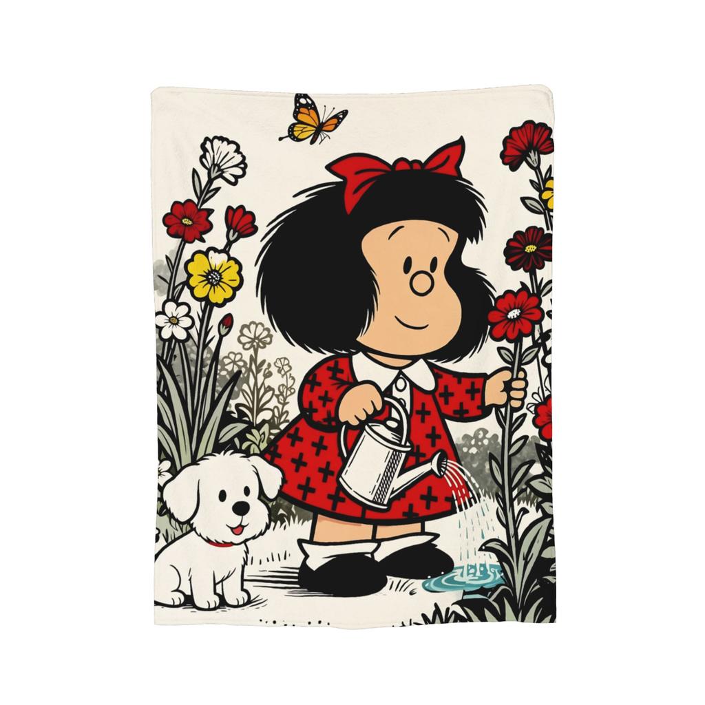 Mafaldas Love Smile Flannel Blankets  Funny Throw Blanket for Home cm Plush Thin Quilt