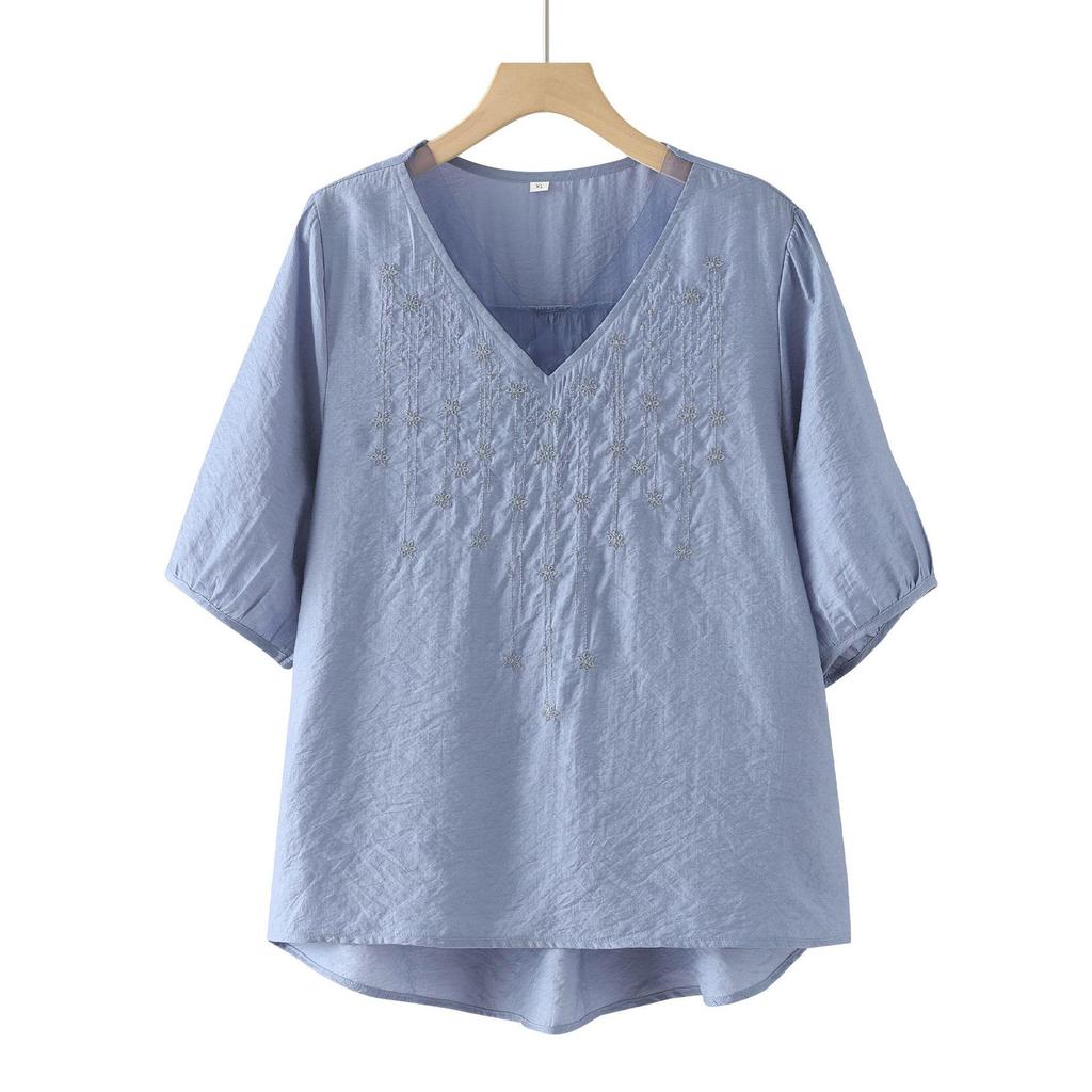 2026 Women's Embroidered Lace V-Neck Suit with Pants and T-Shirt for Summer