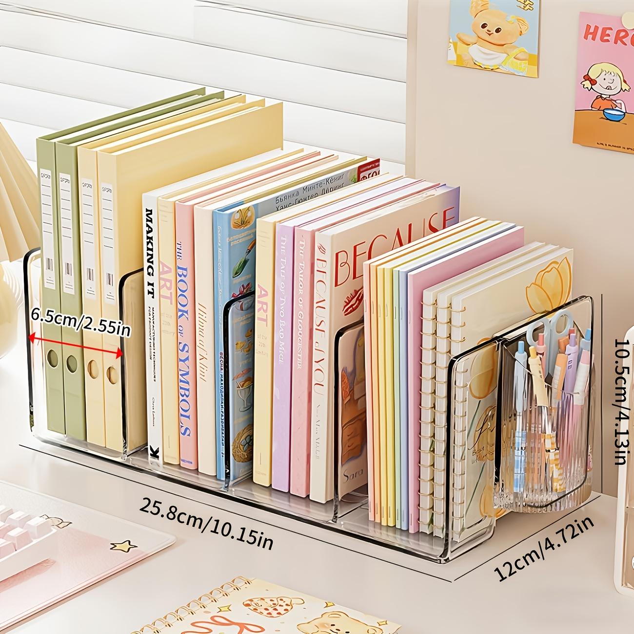 Подставка-книгодержатель, Одиночная, Прозрачный акрил, Материал ПП, Многофункциональный настольный органайзер, Стойка-разделитель с четырьмя отделениями чистый