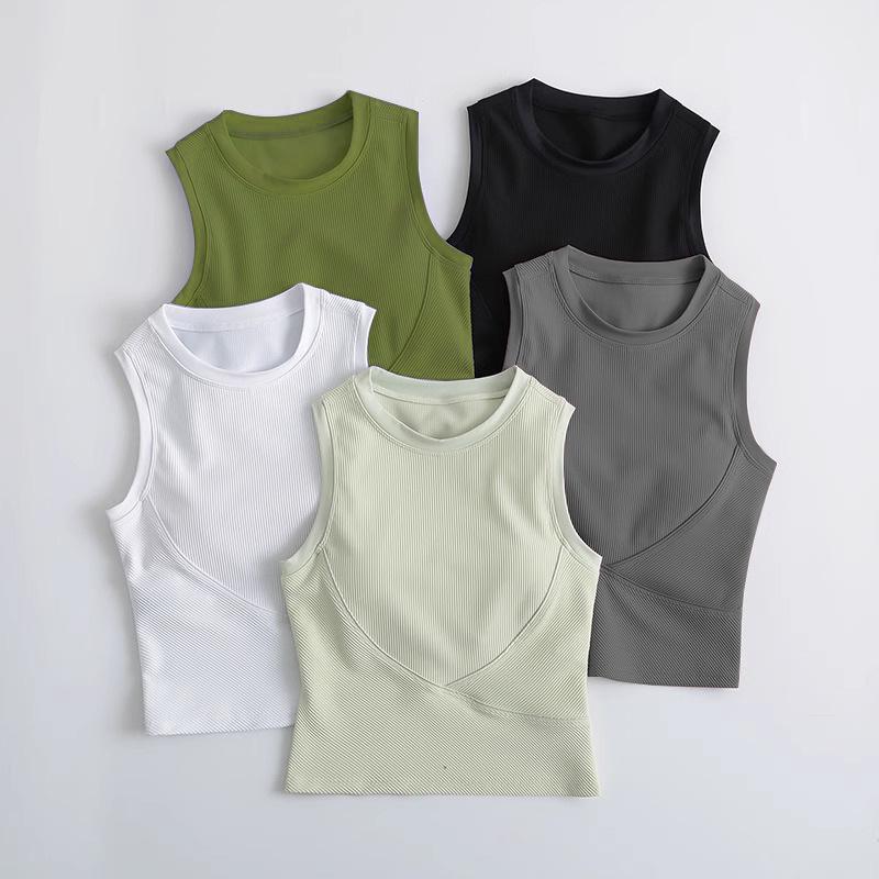 Women's Quick-Dry Sleeveless Yoga Vest with Chest Pad