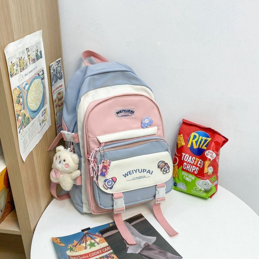 Multi Pockets Girls Shoulder Bags Ins High School Backpacks Portable Students School Bags  Girl