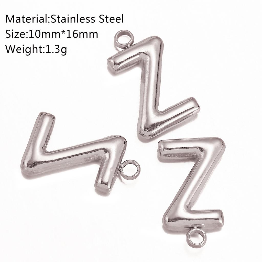 3Pcs Bubble Alphabet Charm Silver Color Stainless Steel Initial English Letter Pendant DIY Bracelet/Necklace Gift Jewelry Making