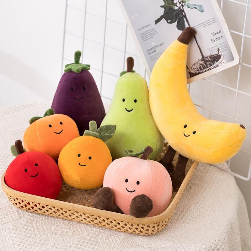 Adorable Fruit Party Plushies For Kids- Banana, Eggplant, Peach, And Pear Options!