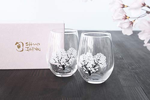 [Authentic] Marumo Takagi Ceramic Temperature-Controlled Sakura Free Glass Set (Pair) - Enjoy the Cherry Blossoms In Full Bloom! Perfect As a Gift for