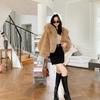 Women Faux Fur Coat Fashion Warm Winter Furry Long Sleeve Hooded Female Coats Loose Fluffy Short Fur Jacket Ladies Outwear
