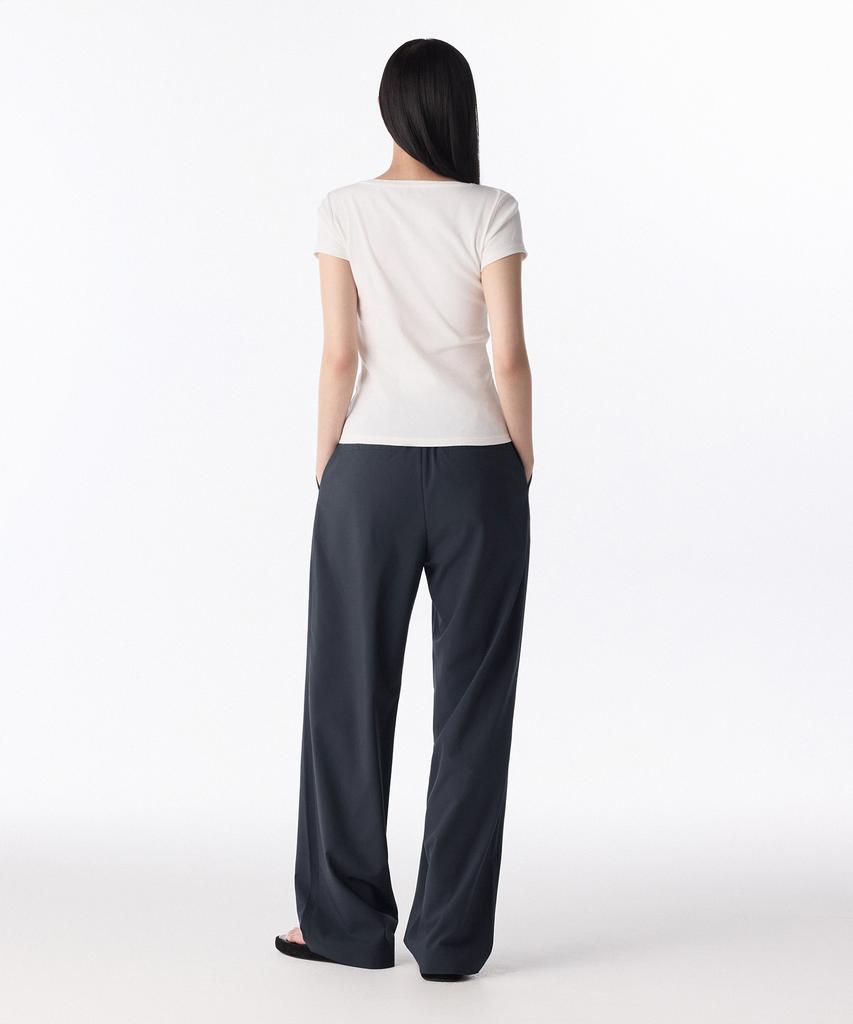 MUSINSA STANDARD WOMAN Cooltandard Women'S One-Tuck Wide Banding Slacks [Iron Gray]