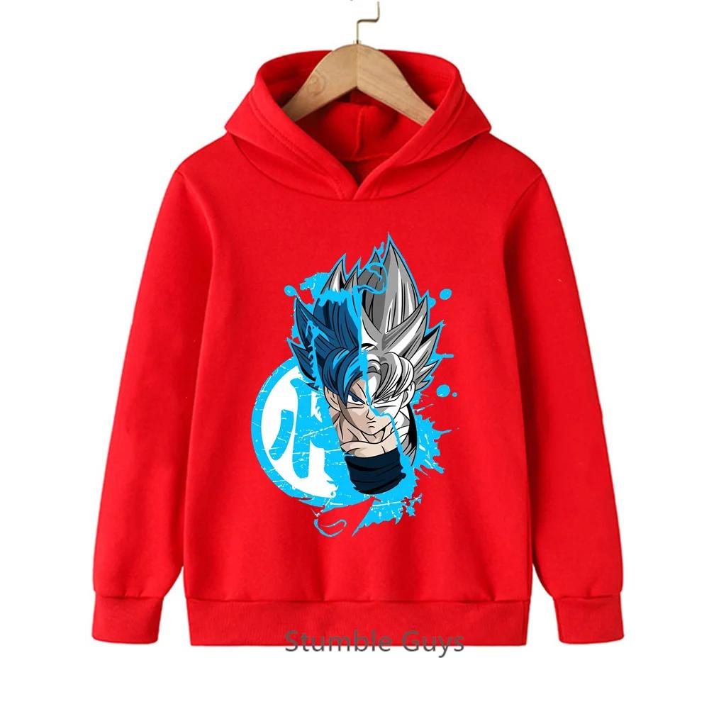 Sweat à capuche imprimé Anime Dragon Ball Goku, Sweat à capuche unisexe pour enfants garçons et filles, Hauts pull à manches longues Super Saiyan pour enfants