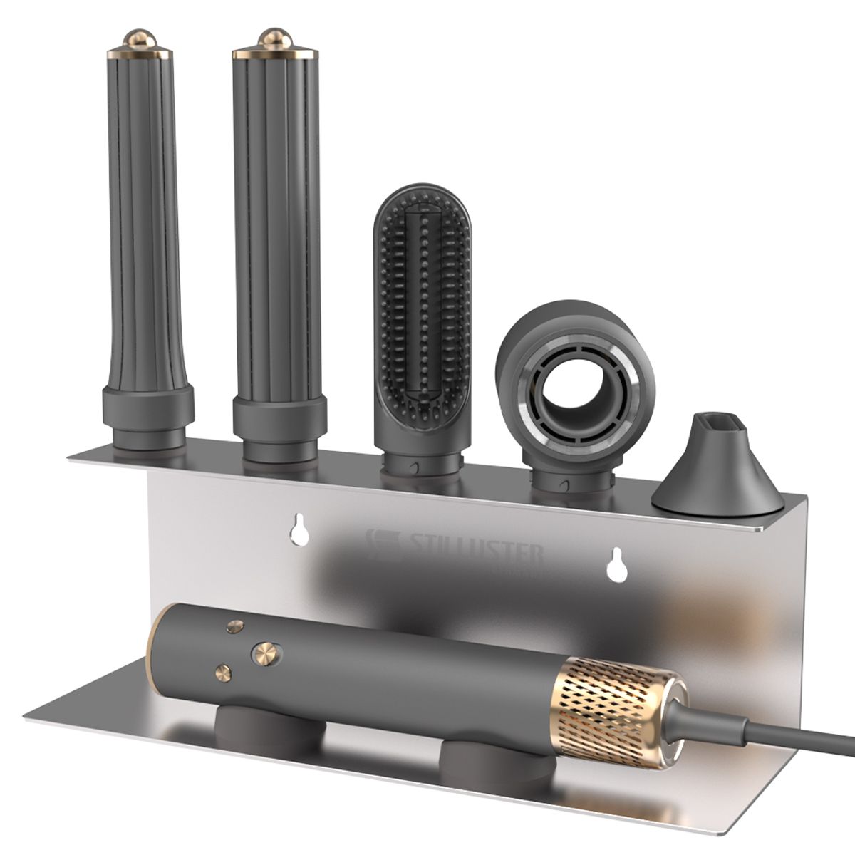 Multi Hairstyler Hair Dryer Long Color ST-DR100P + Dedicated Stand Set Dim Gray + dedicated stand